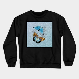 Butterflies on Blue Floral Crewneck Sweatshirt